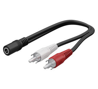 GOOBAY καλώδιο 3.5mm θηλυκό σε 2x αρσενικό RCA 50092, 0.2m, μαύρο