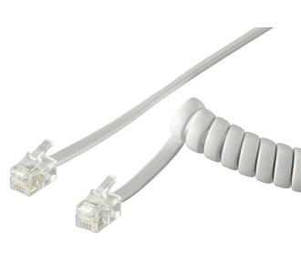 GOOBAY καλώδιο τηλεφώνου 50246, spiral, RJ10 4P4C, CCA, 2m, λευκό