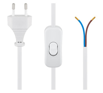 GOOBAY καλώδιο τροφοδοσίας 51349, 2x0.75mm², με διακόπτη, 1.5m, λευκό