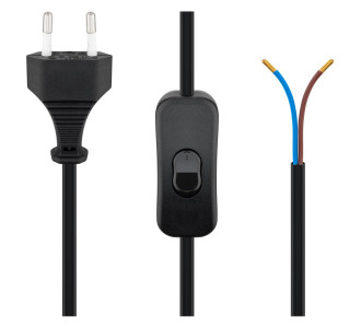 GOOBAY καλώδιο τροφοδοσίας 51350, 2x0.75mm², με διακόπτη, 1.5m, μαύρο
