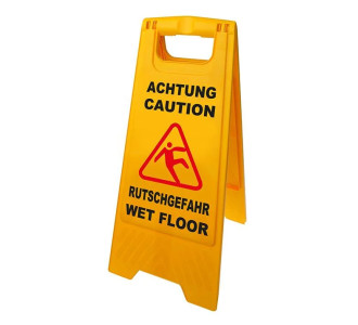 Προειδοποιητική πινακίδα "caution wet floor" 520112, 21-30x58cm, κίτρινη