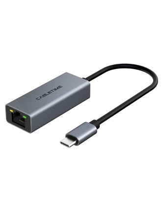 CABLETIME αντάπτορας δικτύου CT-CML100, USB-C, 100Mbps Ethernet, γκρι