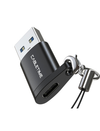 CABLETIME αντάπτορας USB-C σε USB CT-AMCF, 2.1A, 5Gbps, μαύρος