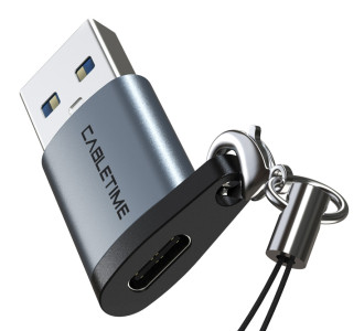 CABLETIME αντάπτορας USB-C σε USB CT-AMCF, 2.1A, 5Gbps, γκρι CABLETIME αντάπτορας USB-C σε USB CT-AMCF, 2.1A, 5Gbps, γκρι