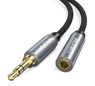 CABLETIME προέκταση καλωδίου ήχου 3.5mm CT-P11F, AUX, 1.8m, μαύρο