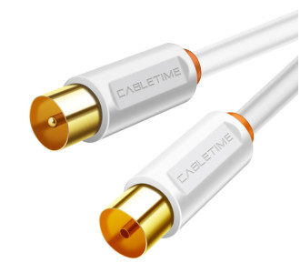 CABLETIME καλώδιο κεραίας CT-AV101, 75 Ohm, 1m, λευκό CABLETIME καλώδιο κεραίας CT-AV101, 75 Ohm, 1m, λευκό