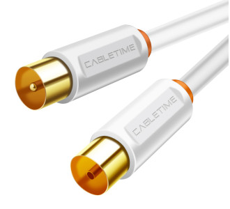 CABLETIME καλώδιο κεραίας CT-AV101, 75 Ohm, 2m, λευκό CABLETIME καλώδιο κεραίας CT-AV101, 75 Ohm, 2m, λευκό