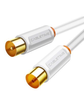 CABLETIME καλώδιο κεραίας CT-AV101, 75 Ohm, 2m, λευκό CABLETIME καλώδιο κεραίας CT-AV101, 75 Ohm, 2m, λευκό