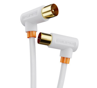 CABLETIME καλώδιο κεραίας CT-AV101, γωνιακό, 75 Ohm, 3m, λευκό CABLETIME καλώδιο κεραίας CT-AV101, γωνιακό, 75 Ohm, 3m, λευκό