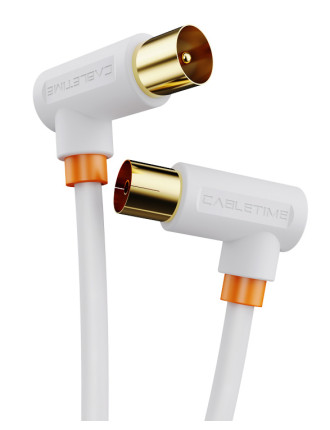 CABLETIME καλώδιο κεραίας CT-AV101, γωνιακό, 75 Ohm, 3m, λευκό