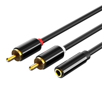 CABLETIME καλώδιο ήχου 3.5mm σε 2x RCA CT-H12G, 20cm, μαύρο