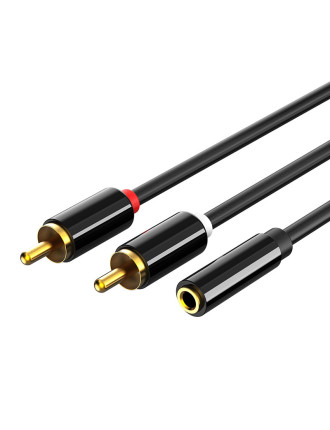 CABLETIME καλώδιο ήχου 3.5mm σε 2x RCA CT-H12G, 20cm, μαύρο