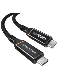 CABLETIME καλώδιο USB-C CT-USB4, 100W, 8K, 40Gbps, 1m, μαύρο