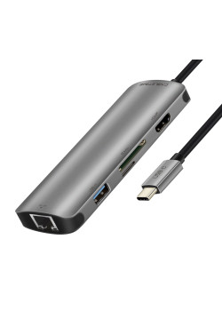 CABLETIME docking station CT-CMHD61L, 6 θυρών, USB-C σύνδεση, 4K, 100W, γκρι