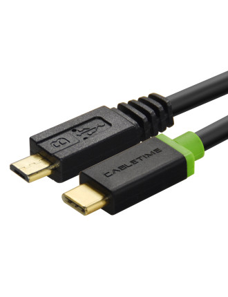 CABLETIME καλώδιο USB-C σε micro USB CT-U32-CMMCBG, 2A, 480Mbps, 1m, μαύρο