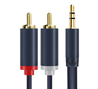 CABLETIME καλώδιο ήχου 3.5mm σε 2x RCA CT-AV303-H12G, 15m, μπλε
