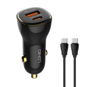 LDNIO φορτιστής αυτοκινήτου C103 με καλώδιο USB-C, USB/USB-C, 60W, μαύρος LDNIO φορτιστής αυτοκινήτου C103 με καλώδιο USB-C, USB/USB-C, 60W, μαύρος