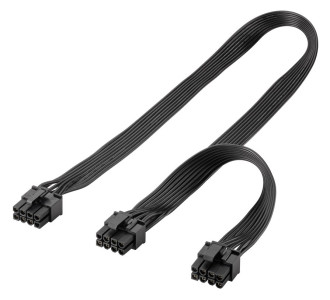 GOOBAY καλώδιο 8 pin σε 2x 6+2 pin PCIe 59714, 23cm, μαύρο