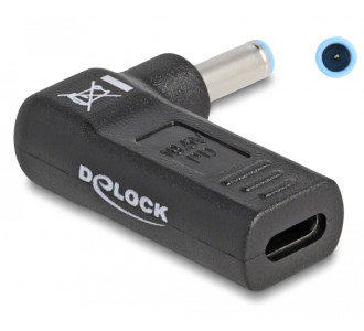 DELOCK αντάπτορας τροφοδοσίας 60004, USB-C σε HP 4.5x3mm, 90°, μαύρος