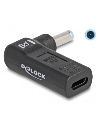DELOCK αντάπτορας τροφοδοσίας 60004, USB-C σε HP 4.5x3mm, 90°, μαύρος