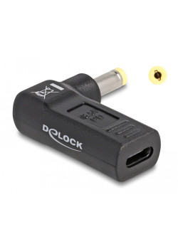 DELOCK αντάπτορας τροφοδοσίας 60006, USB-C σε HP 4.8x1.7mm, 90°, μαύρος