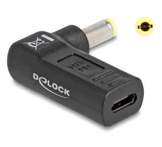 DELOCK αντάπτορας τροφοδοσίας 60011, USB-C σε 5.5x2.5mm, 90°, μαύρος