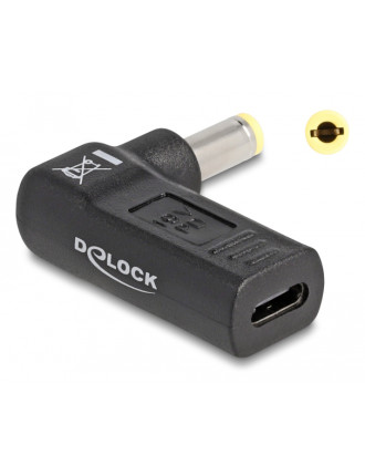 DELOCK αντάπτορας τροφοδοσίας 60011, USB-C σε 5.5x2.5mm, 90°, μαύρος DELOCK αντάπτορας τροφοδοσίας 60011, USB-C σε 5.5x2.5mm, 90°, μαύρος
