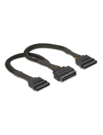 DELOCK καλώδιο SATA 15pin σε 2x SATA 15pin 60135, 0.25m, μαύρο
