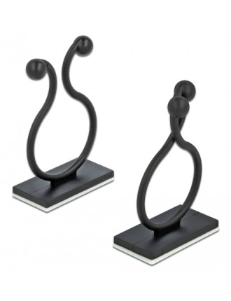 DELOCK Οργανωτής καλωδίων 60176 με αυτοκόλλητη βάση, μαύρο, 10τμχ