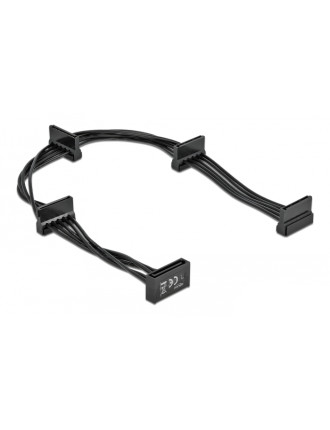 DELOCK καλώδιο SATA 15pin σε 4x SATA 15pin 60395, 40cm, μαύρο