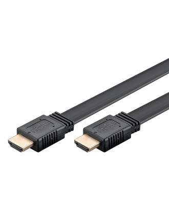 GOOBAY καλώδιο HDMI 2.0 61280, Ethernet flat, 4K/60Hz 18 Gbps, 3m, μαύρο