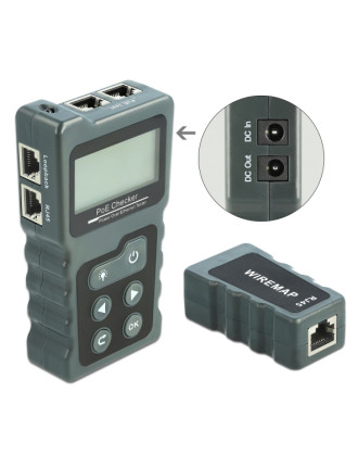 DELOCK tester καλωδίων με οθόνη 63110, RJ45, PoE, DC, γκρι DELOCK tester καλωδίων με οθόνη 63110, RJ45, PoE, DC, γκρι