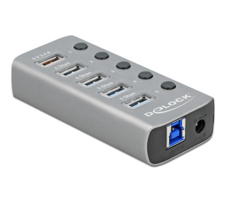 DELOCK USB hub 63262 με διακόπτες, 5x θυρών, 5Gbps, 2.4A, γκρι DELOCK USB hub 63262 με διακόπτες, 5x θυρών, 5Gbps, 2.4A, γκρι