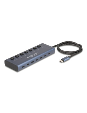 DELOCK USB-C hub 63410 με διακόπτες, 7x θυρών, 5Gbps, 20W, USB-C σύνδεση, μπλε DELOCK USB-C hub 63410 με διακόπτες, 7x θυρών, 5Gbps, 20W, USB-C σύνδεση, μπλε