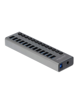 DELOCK USB hub 63738 με διακόπτες, 13x θυρών, 5Gbps, γκρι DELOCK USB hub 63738 με διακόπτες, 13x θυρών, 5Gbps, γκρι