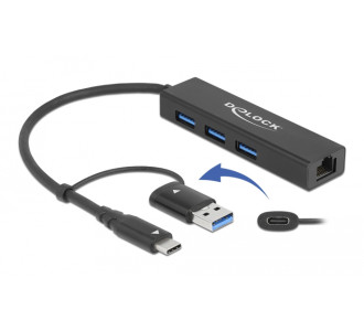 DELOCK docking station 64149, 4 θυρών, USB & USB-C σύνδεση, μαύρο DELOCK docking station 64149, 4 θυρών, USB & USB-C σύνδεση, μαύρο
