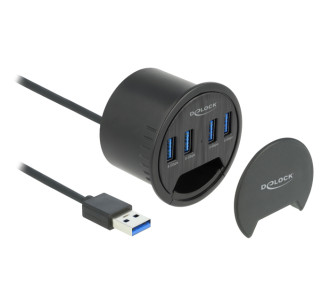 DELOCK USB hub 64153, 4x θυρών, 5Gbps, Φ60mm, USB σύνδεση, μαύρο DELOCK USB hub 64153, 4x θυρών, 5Gbps, Φ60mm, USB σύνδεση, μαύρο