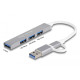 DELOCK USB hub 64214, 4x θυρών, 5Gbps, USB & USB-C σύνδεση, γκρι DELOCK USB hub 64214, 4x θυρών, 5Gbps, USB & USB-C σύνδεση, γκρι
