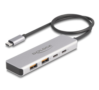 DELOCK USB hub 64230, 4x θυρών, 10Gbps, USB-C σύνδεση, γκρι DELOCK USB hub 64230, 4x θυρών, 10Gbps, USB-C σύνδεση, γκρι
