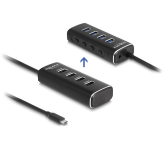 DELOCK USB hub 64233 με διακόπτες, 4 θυρών, 10Gbps, USB-C σύνδεση, μαύρο DELOCK USB hub 64233 με διακόπτες, 4 θυρών, 10Gbps, USB-C σύνδεση, μαύρο