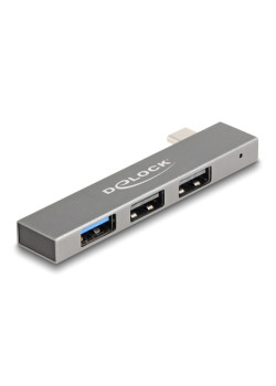 DELOCK USB hub 64274, 3x θυρών, 10Gbps, USB-C σύνδεση, γκρι