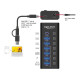 DELOCK USB hub 64326 με διακόπτες, 7x θυρών, 10Gbps, USB/USB-C σύνδεση, μαύρο DELOCK USB hub 64326 με διακόπτες, 7x θυρών, 10Gbps, USB/USB-C σύνδεση, μαύρο