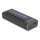 DELOCK USB hub 64326 με διακόπτες, 7x θυρών, 10Gbps, USB/USB-C σύνδεση, μαύρο DELOCK USB hub 64326 με διακόπτες, 7x θυρών, 10Gbps, USB/USB-C σύνδεση, μαύρο