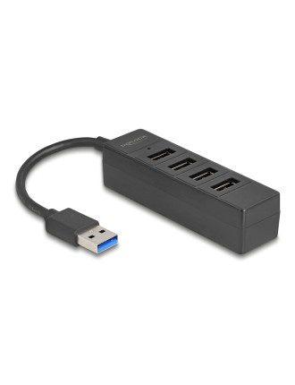 DELOCK USB hub 64350, 4x θυρών, USB 3.0, 5Gbps, USB σύνδεση, μαύρος