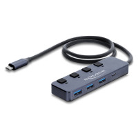 DELOCK USB-C hub 64384 με διακόπτες, 4x θυρών, 10Gbps, USB-C σύνδεση, γκρι DELOCK USB-C hub 64384 με διακόπτες, 4x θυρών, 10Gbps, USB-C σύνδεση, γκρι