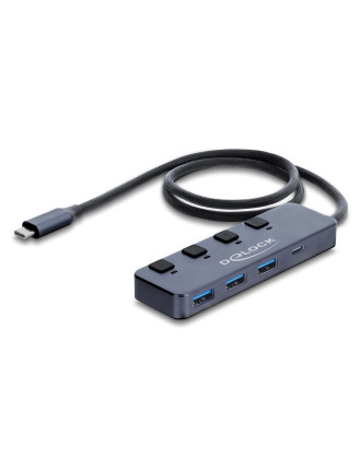 DELOCK USB-C hub 64384 με διακόπτες, 4x θυρών, 10Gbps, USB-C σύνδεση, γκρι DELOCK USB-C hub 64384 με διακόπτες, 4x θυρών, 10Gbps, USB-C σύνδεση, γκρι