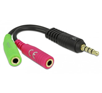 DELOCK καλώδιο 3.5mm σε 2x 3.5mm 65344, OMTP, 10cm, μαύρο