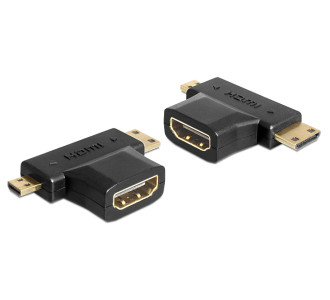 DELOCK αντάπτορας HDMI σε HDMI mini & micro 65446, gold plated, μαύρος