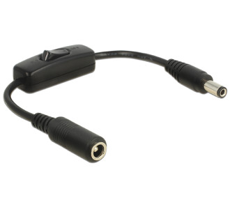 DELOCK καλώδιο/διακόπτης τροφοδοσίας 65497, 5.5x2.5mm, 20cm, μαύρο