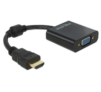 DELOCK αντάπτορας HDMI σε VGA 65512, 1080p, μαύρος